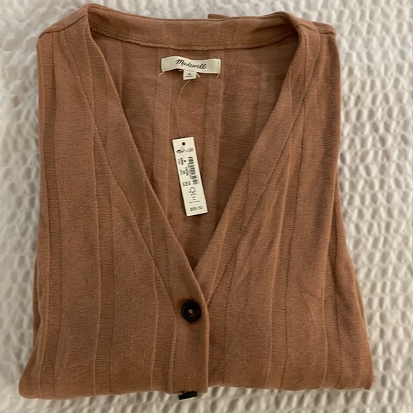 Madewell Ribbed Sweater-Knit Cardigan in Blush - Picture 6 of 10